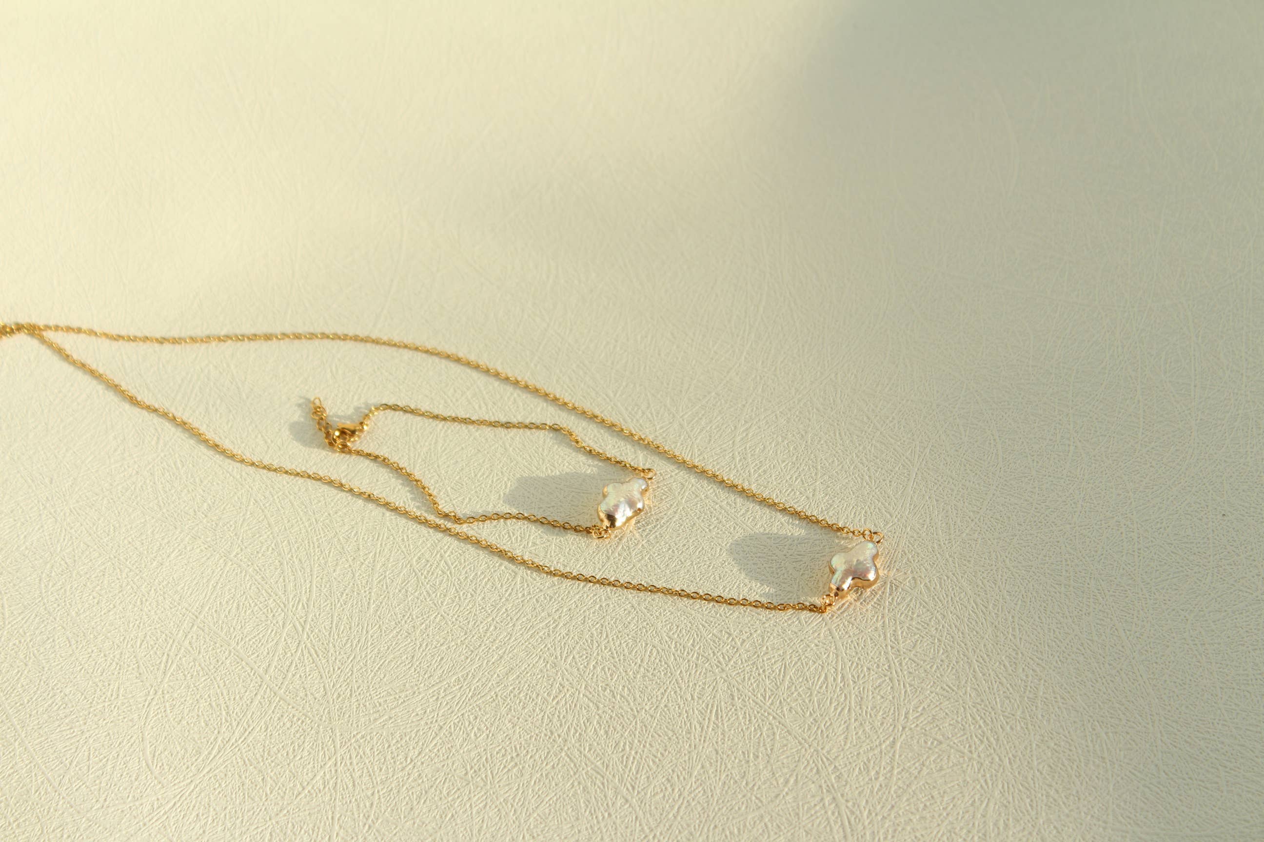 Gold Dipped Baroque Pearl Bracelet & Necklace (1S06): Necklace 16