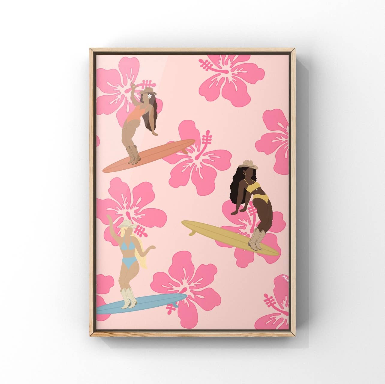 Surf Sistas Art Print | Western Cowgirl Art | Surf Art