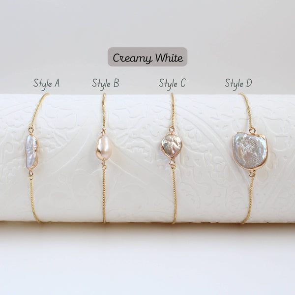 アクセサリー Baroque pearl & joint chain bracelet Statement Baroque Pearl Chain Bracelet – Artsory