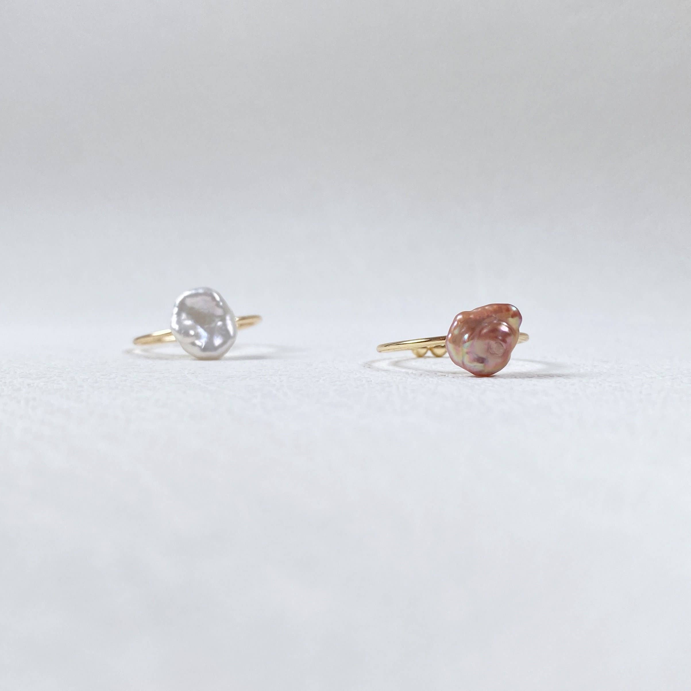 Baroque Pearl Ring, Rainbow Pearl Ring, Minimal Thin Ring