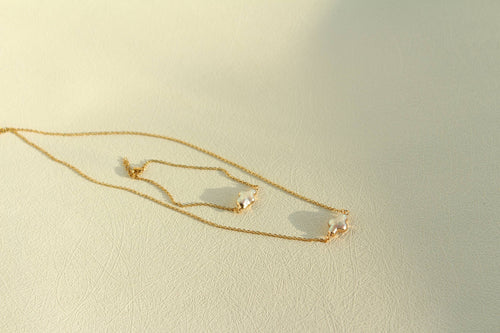 Gold Dipped Baroque Pearl Bracelet & Necklace (1S06): Necklace 16"/40cm (S)