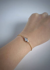 Gold Dipped Baroque Pearl Bracelet & Necklace (1S06a): White Pearl / Bracelet 7"/17.5cm (S)