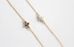Gold Dipped Baroque Pearl Bracelet & Necklace (1S06a): White Pearl / Bracelet & Necklace Set (S)