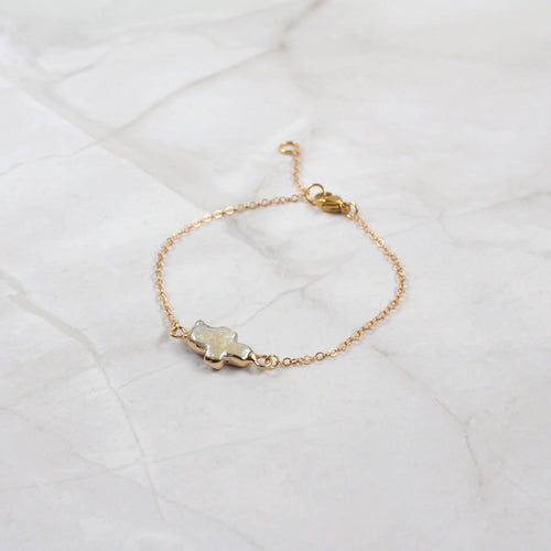 Gold Dipped Baroque Pearl Bracelet & Necklace (1S06a): White Pearl / Bracelet 7"/17.5cm (S)