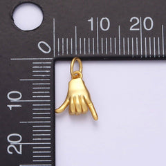 14K Gold Filled Hand Gesture Shaka "Love" ASL Rock On Add-On Charm | AC-1375