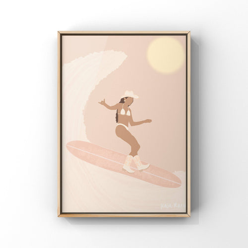 Surf Cowgirl Art Print| Surf Wall Art Prints | Beach Prints