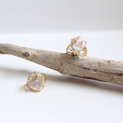 Organic Baroque Pearl Statement Ring (1R06b)