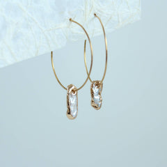 Gold Dipped Keshi Pearl Dangles(1E10b)