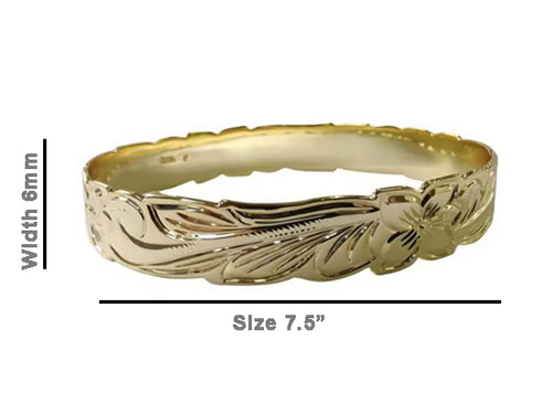 Hawaiian Floral Gold Filled Bangle