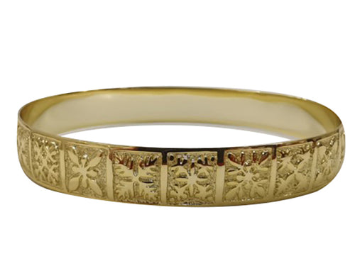 Hawaiian Quilt Gold Filled Bangle