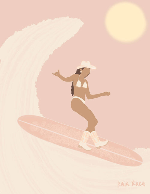 Surf Cowgirl Art Print| Surf Wall Art Prints | Beach Prints