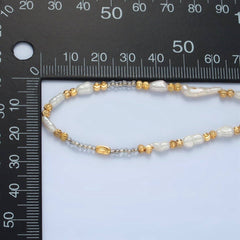 Handmade Bead Chain Necklace with Mother of Pearl 15.55 Inch with Extender | WA2586