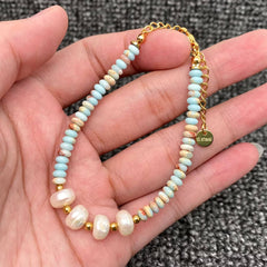 Stone & Pearl Beaded Bracelet | 18k golden SS - FGS/CS