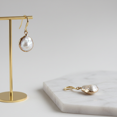 Asymmetrical Baroque Pearl Earrings (1E18c)