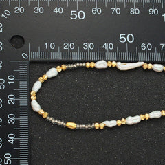 Handmade Bead Chain Necklace with Mother of Pearl 15.55 Inch with Extender | WA2586