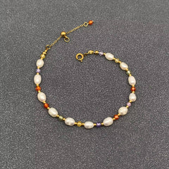 Freshwater Pearl Crystal Beaded 18K Golden SS Bracelet - FGS