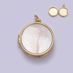 Pearl Locket Charm Necklace 14k Gold Filled Round Locket for Photo Necklace • Pearl Jewelry Supply W-192