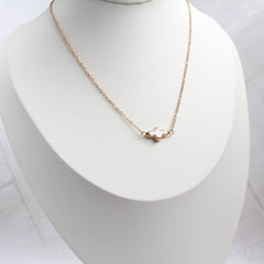 Gold Dipped Baroque Pearl Bracelet & Necklace (1S06a): Pistachio Gold Pearl / Bracelet & Necklace Set (S)