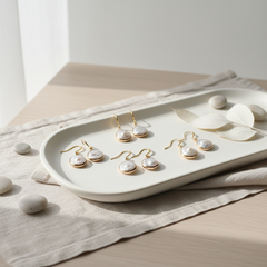 Asymmetrical Baroque Pearl Earrings (1E18c)