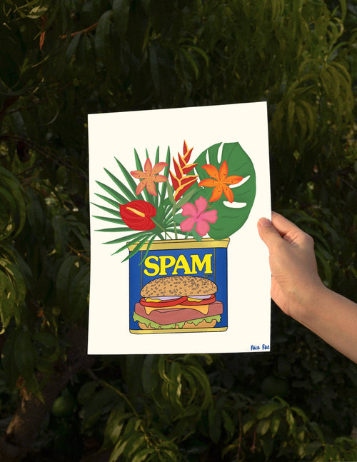 Spam Can Tropical Flower Vase Art Print