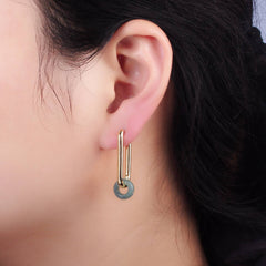 14K God Filled 35mm Jade Donut Drop Oblong Hoop Earrings