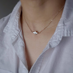 Gold Dipped Baroque Pearl Bracelet & Necklace (1S06a): White Pearl / Bracelet & Necklace Set (S)