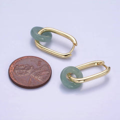 14K Gold Filled Jade Donut 20mm Oblong Hoop Earrings | AE515