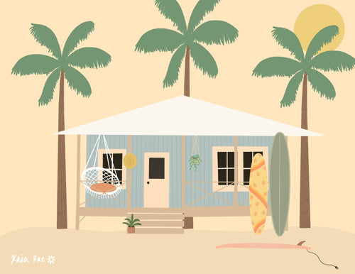 Surf Shack Art Print | Surf Wall Art Prints | Beach Prints |