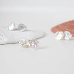 Flower Petal Keshi Pearl Earrings (1E14a)