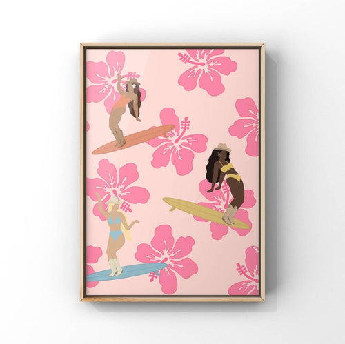 Surf Sistas Art Print | Western Cowgirl Art | Surf Art