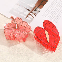 Vibrant Hibiscus & Anthurium Flower Hair Clip