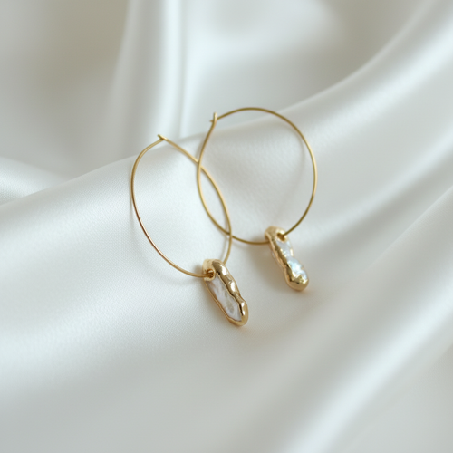 Gold Dipped Keshi Pearl Dangles(1E10b)