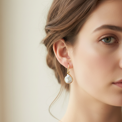 Asymmetrical Baroque Pearl Earrings (1E18c)