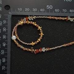 Handmade Pink Rose Quartz Beaded Chain Necklace with Freshwater Pearl 15.35 Inch with Extender | WA2570