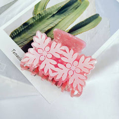 Floral Leaf Print Acetate Hair Claw Clip