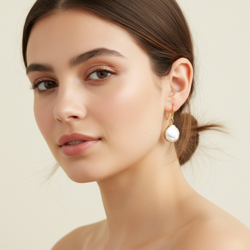 Asymmetrical Baroque Pearl Earrings (1E18c)