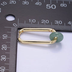14K God Filled 35mm Jade Donut Drop Oblong Hoop Earrings