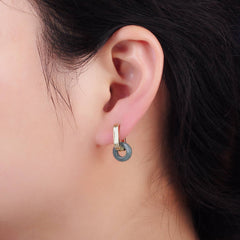 14K Gold Filled Green Jade Donut Drop Lined Oblong Earrings