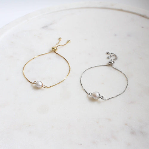 Thin Bracelet, Pearl Stackable Bracelet (1B01c)