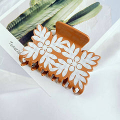 Floral Leaf Print Acetate Hair Claw Clip