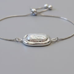 Silver Dipped Baroque Pearl Bracelet (1B07b)