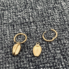 Conch 18K Gold Plated Stainless Steel Huggie Earrings - FGS