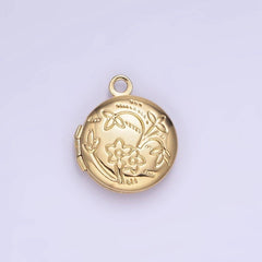 24K Gold Filled Nature Flower Engraved Round Locket In Gold & Silver | D364