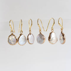 Asymmetrical Baroque Pearl Earrings (1E18c)