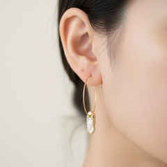 Gold Dipped Keshi Pearl Dangles(1E10b)
