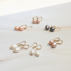 Minimal Freshwater Pearl Dangle Earrings (1E04a)