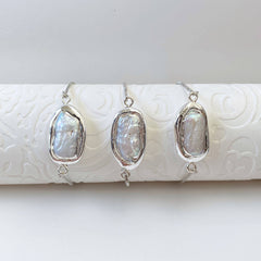Silver Dipped Baroque Pearl Bracelet (1B07b)