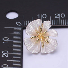 24K Gold Filled 20mm Shell Pearl Flower Open Loop Stud Earrings Findings | Z819