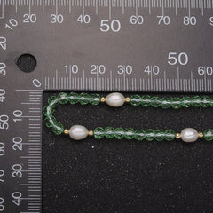 Pearl with Green Glass Beaded Necklace, Green Faceted Rondell Beads Necklace | WA-593 Clearance Pricing