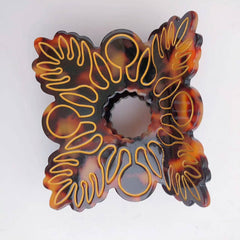 Tortoise Shell Gold Line Art Acetate Square Hair Claw